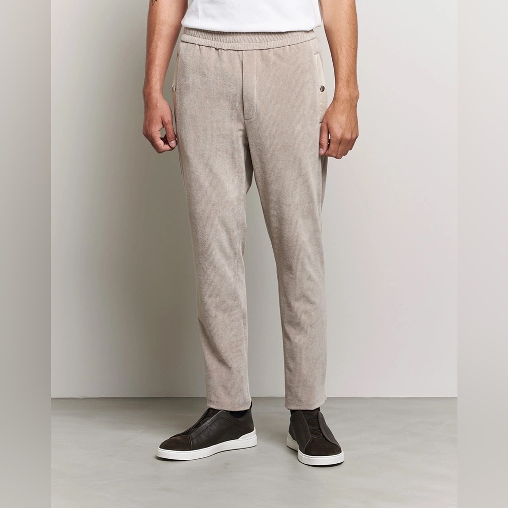 Moncler Corduroy Drawstring Trousers Light Beige
